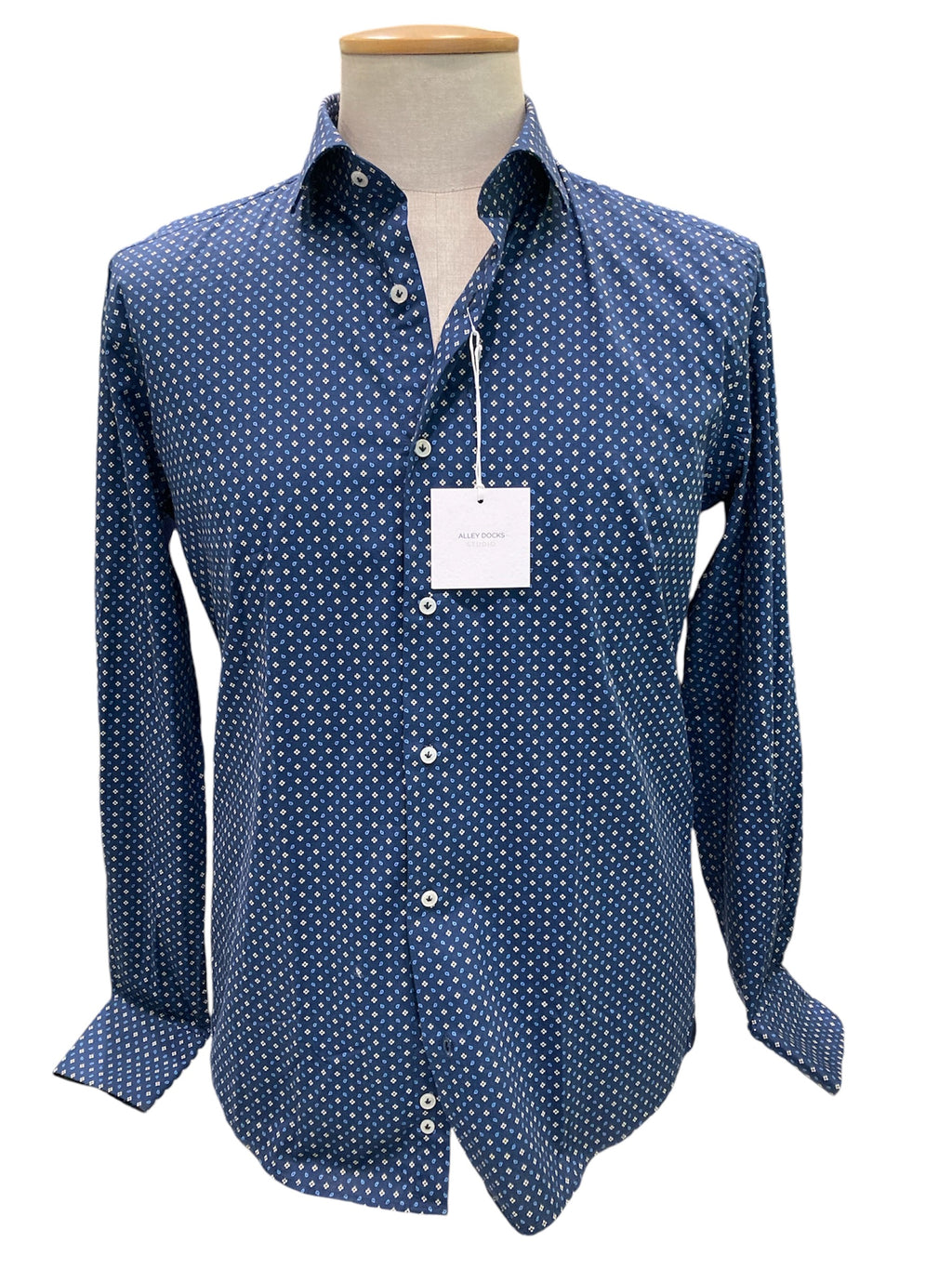 Alley dock camicia blu microfantasia